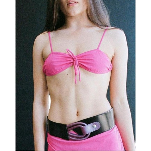 [relisted] NWOT Maryam Nassir Zadeh Rio Pink Fuchsia Bandeau Bikini Swim Top - Picture 3 of 12